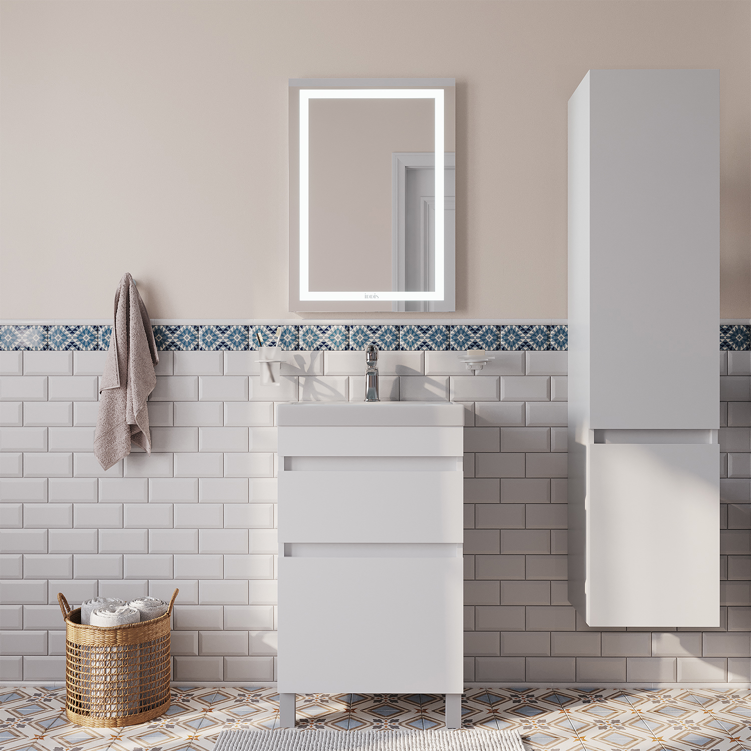 Изображение товара IDDIS ZOD5CBFi95K Тумба под раковину с умывальником, белая, напольная 49.4 см