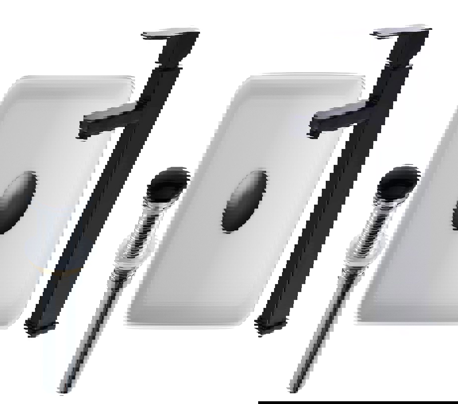 Изображение товара Накладная раковина Bauedge BH1066 30 см белая с системой клик-клак и смесителем