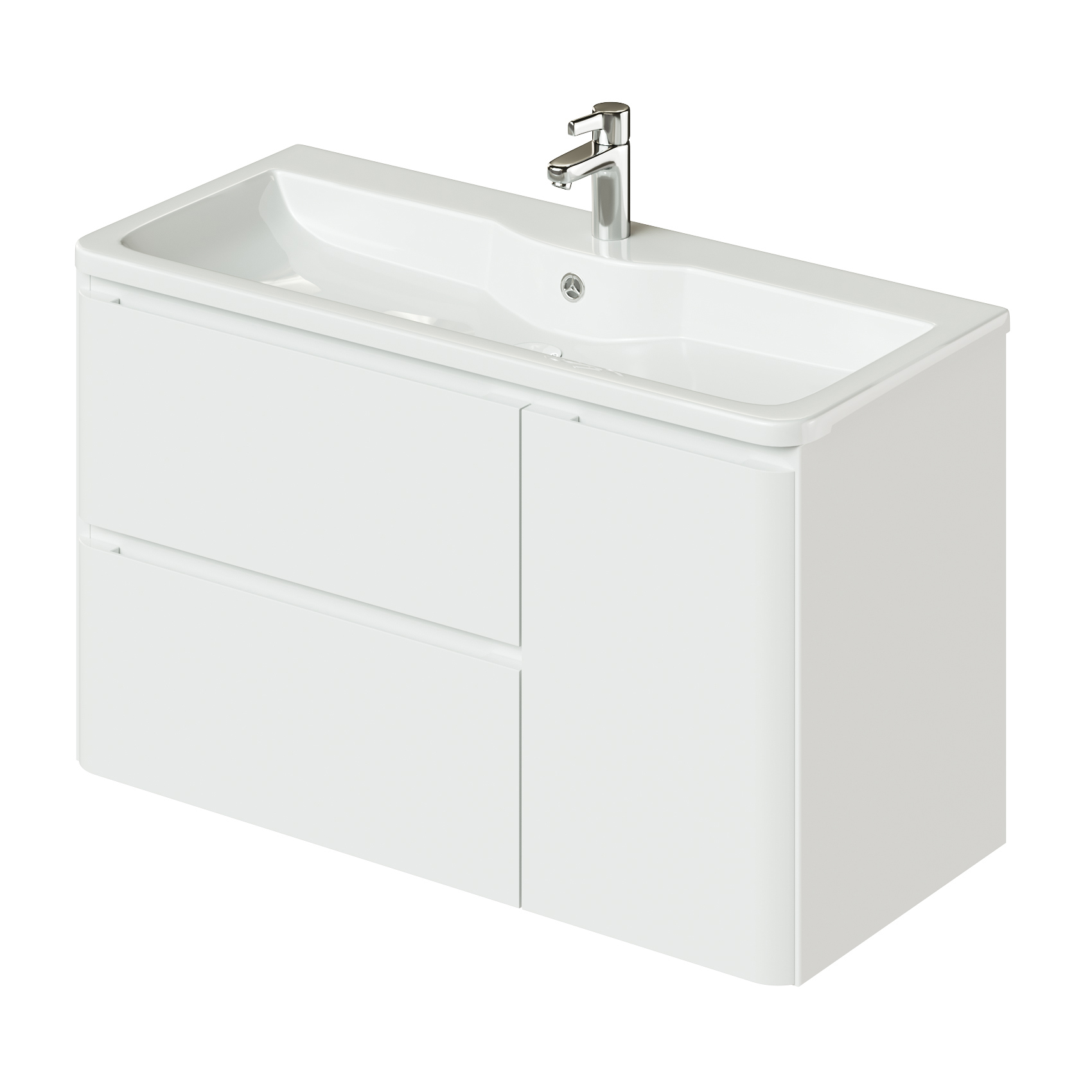 Изображение товара Тумба под раковину Итана 100.2 см с раковиной из искусственного камня белая