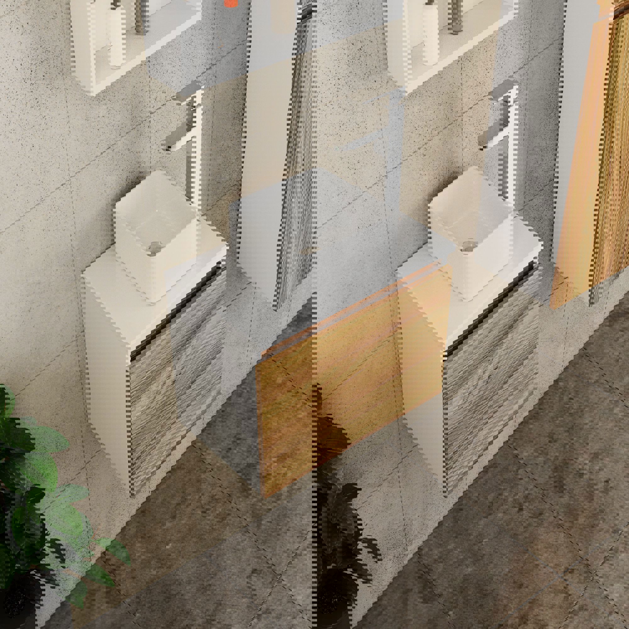 Изображение товара Тумба под раковину Bauedge BD1531 50 см белая подвесная с раковиной