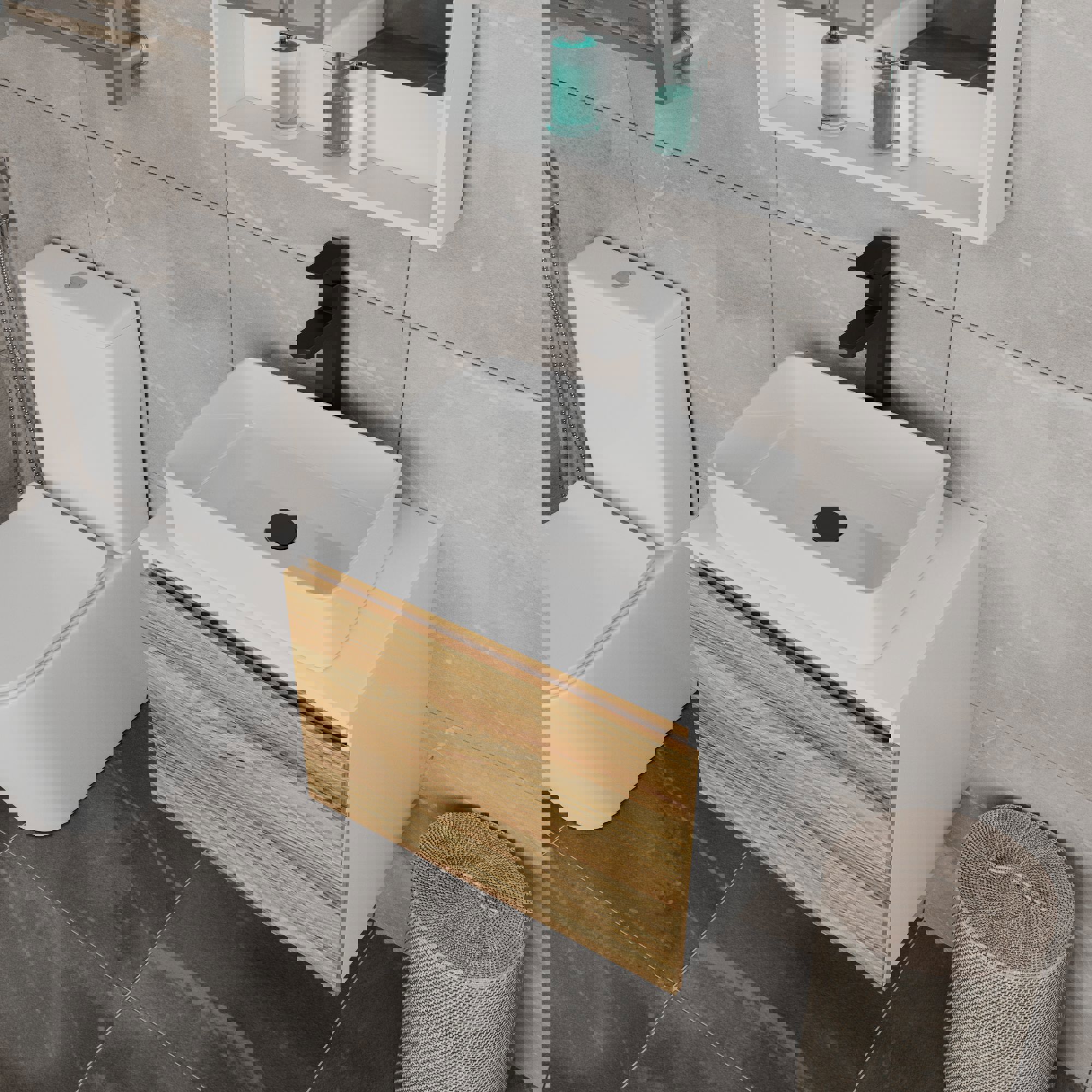 Изображение товара Тумба под раковину Bauedge BD1546 60см белая с раковиной и системой click clack Изображение товара Тумба под раковину Bauedge BD1546 60см белая с раковиной и системой click clack