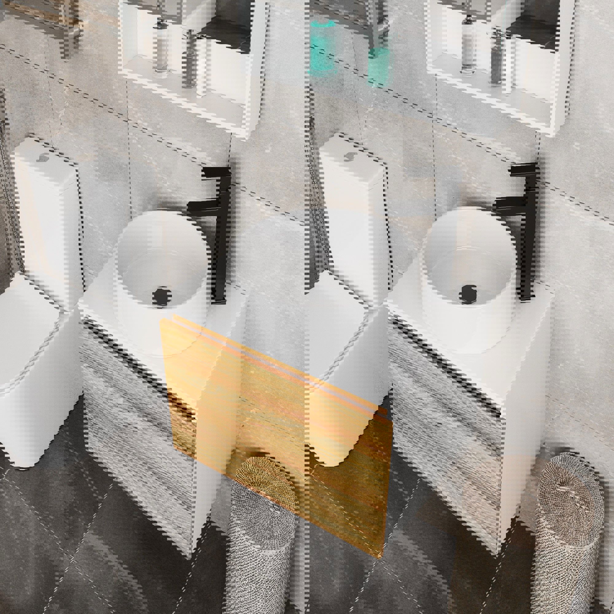 Изображение товара Тумба под раковину подвесная Bauedge BD1560 60см цвет белый, с раковиной