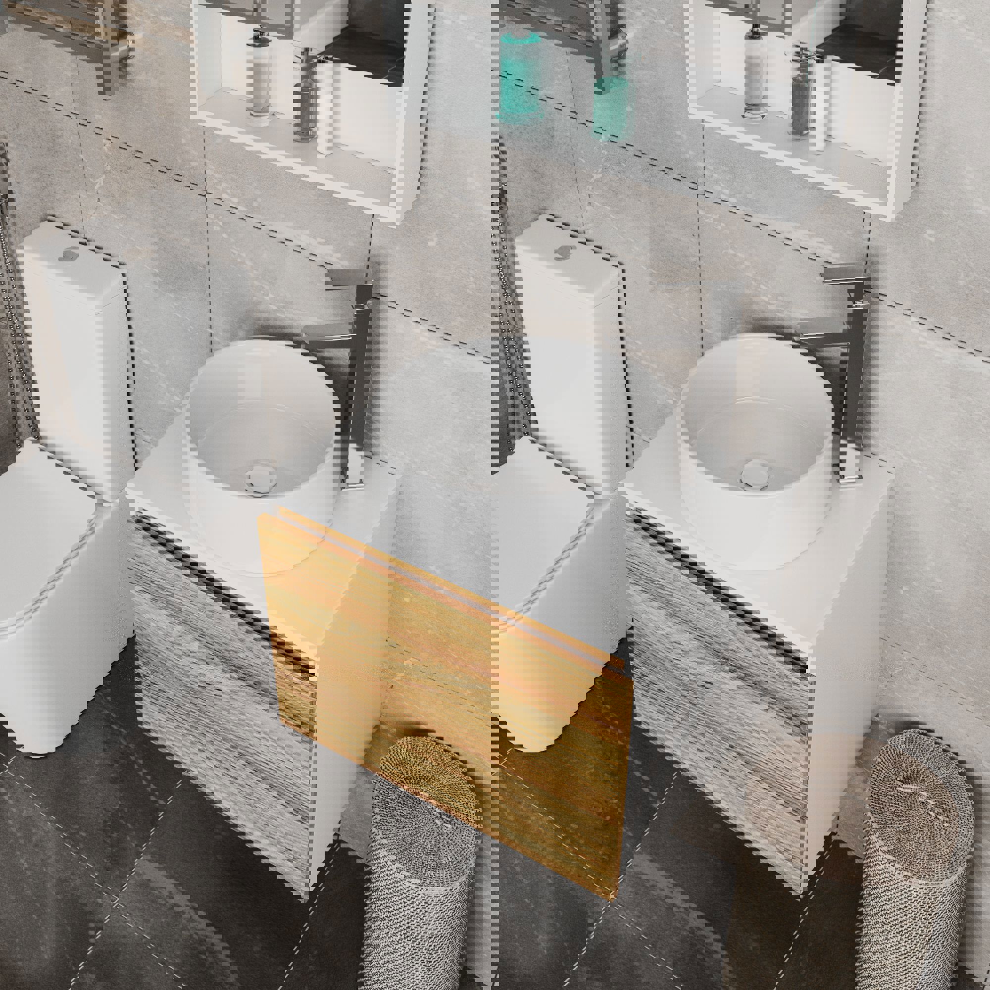 Изображение товара Подвесная тумба под раковину Bauedge BD1563 60 см с раковиной белая