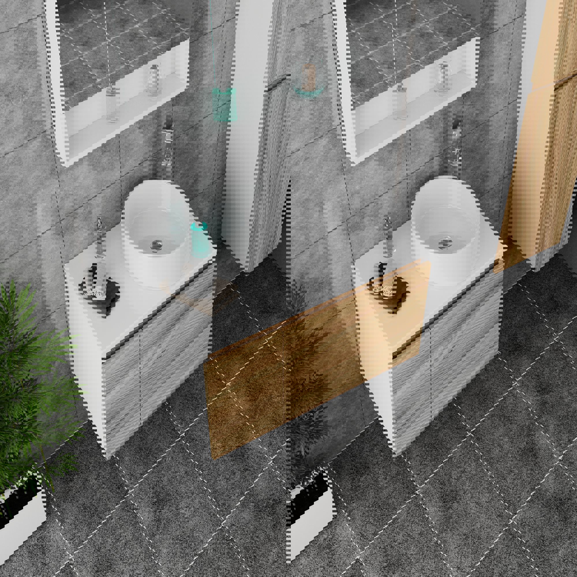 Изображение товара Тумба под раковину Bauedge Blackwood 80см с раковиной из санфарфора и системой Click Clack