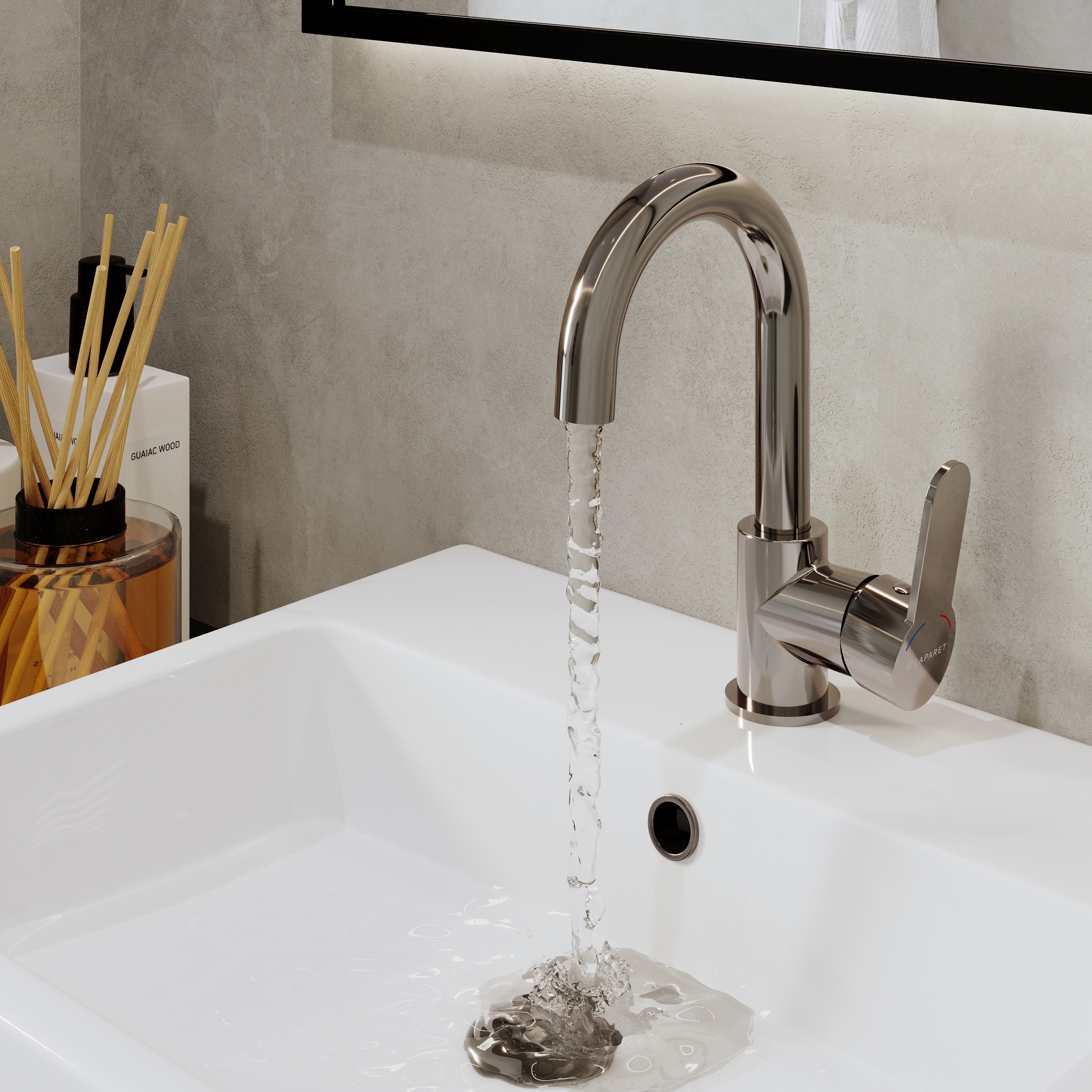 Изображение товара Современный однорычажный смеситель для раковины Laparet N4013202LPT хром