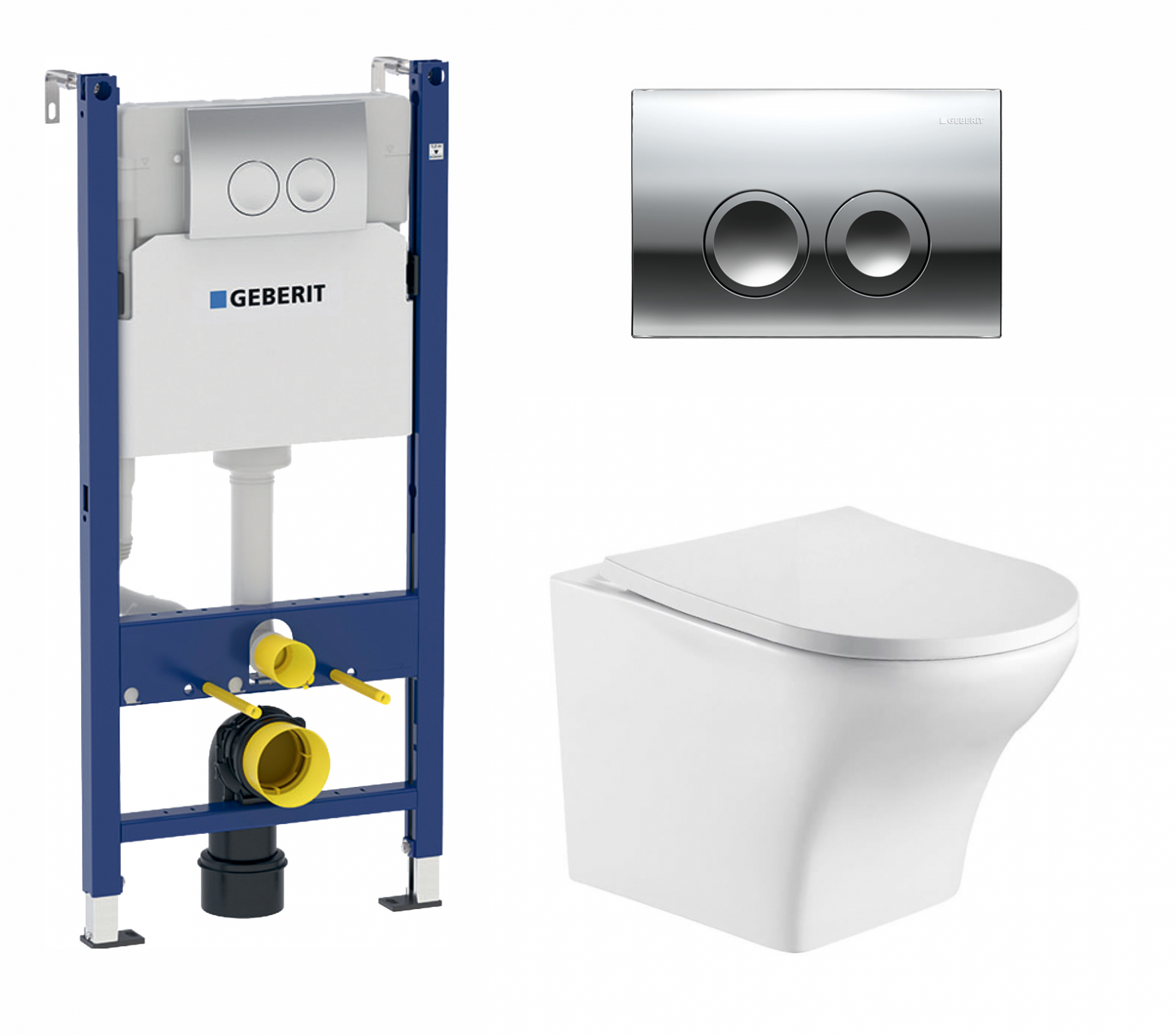 Изображение товара Комплект инсталляция Geberit Duofix с унитазом WeltWasser Odenbach и кнопкой Delta21