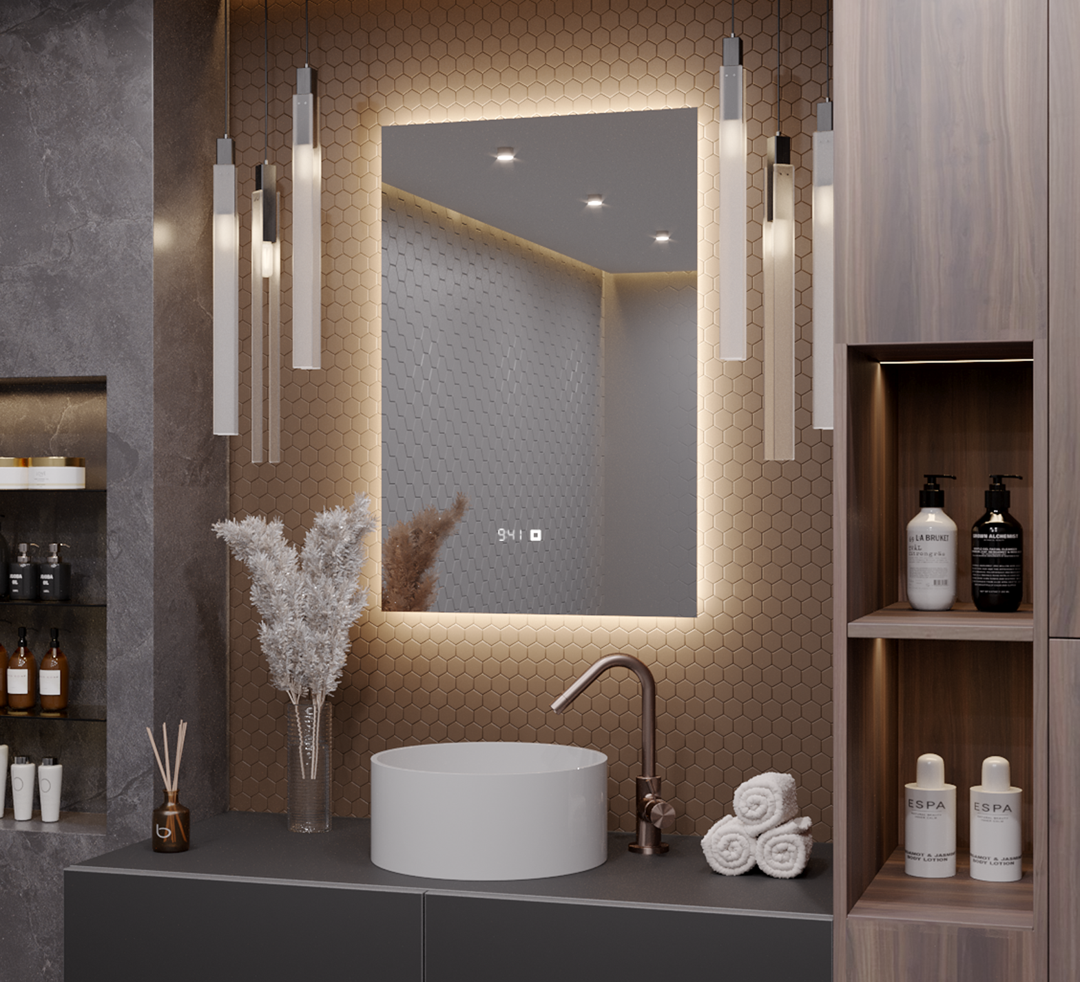 Изображение товара Зеркало для ванной с подсветкой ALIAS q906025 60х90см нейтральное белое