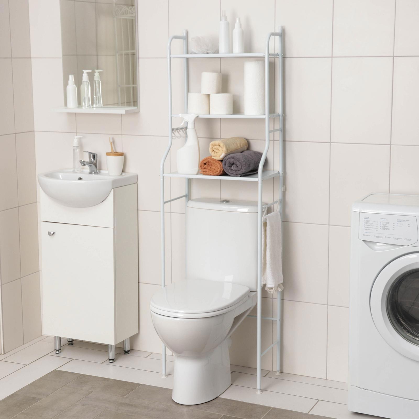 Изображение товара Стеллаж над унитазом Клик Мебель 4010852 25x152x47см цвет белый