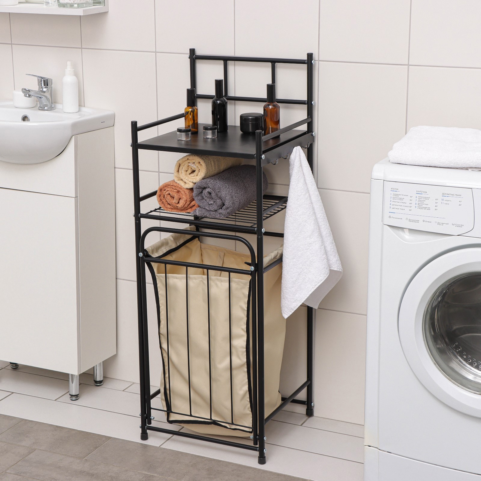 Изображение товара Стеллаж Клик Мебель 9197604 35x105x38 см с корзиной 45 л