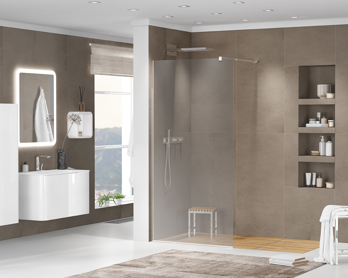 Изображение товара Душевая перегородка Cezares LIBERTA-L-1-100-GR-Cr 100x195см хромированный профиль