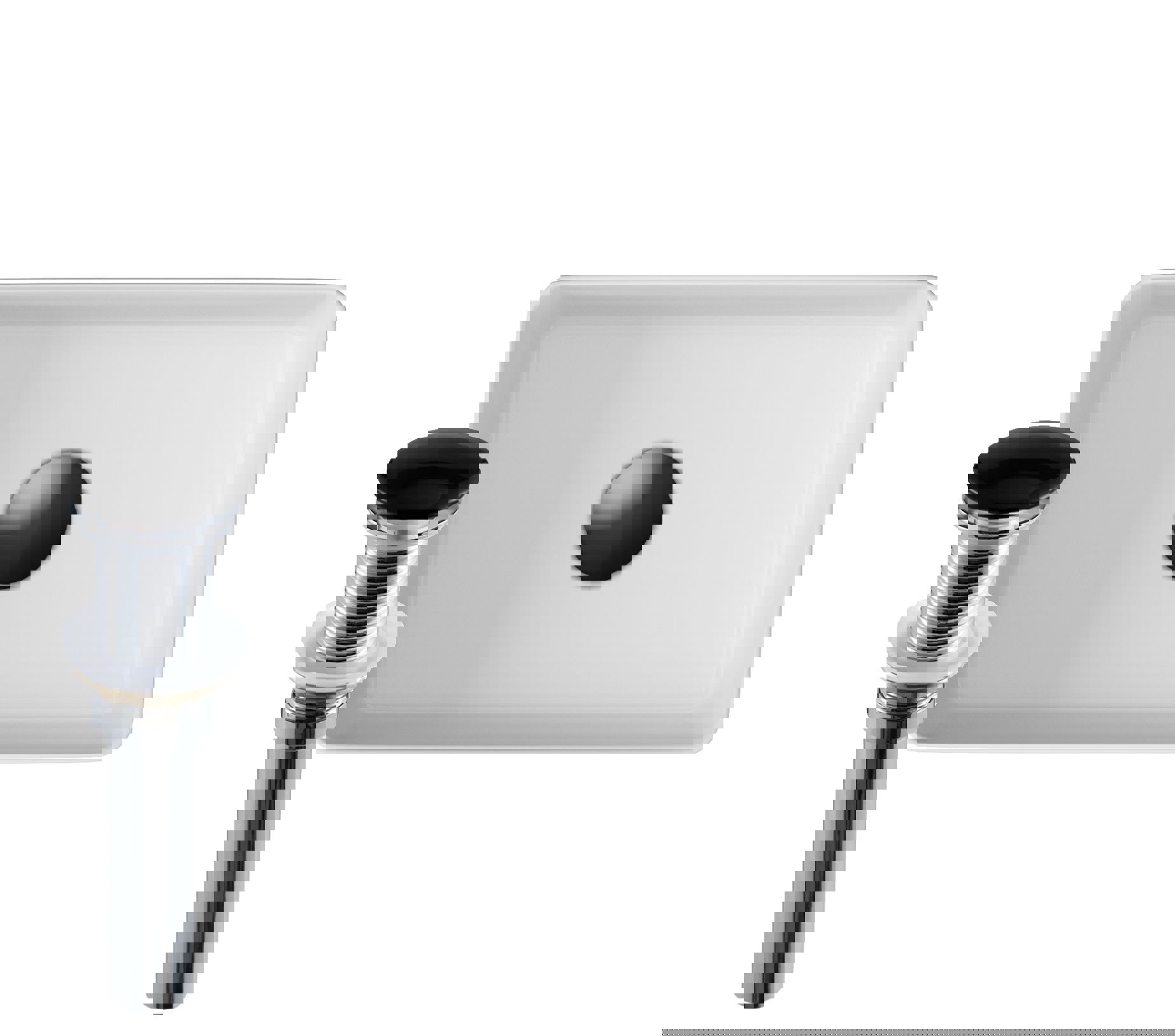 Изображение товара Раковина накладная прямоугольная Bauedge Hotel mini 37x23 белая выпуск клик-клак черный