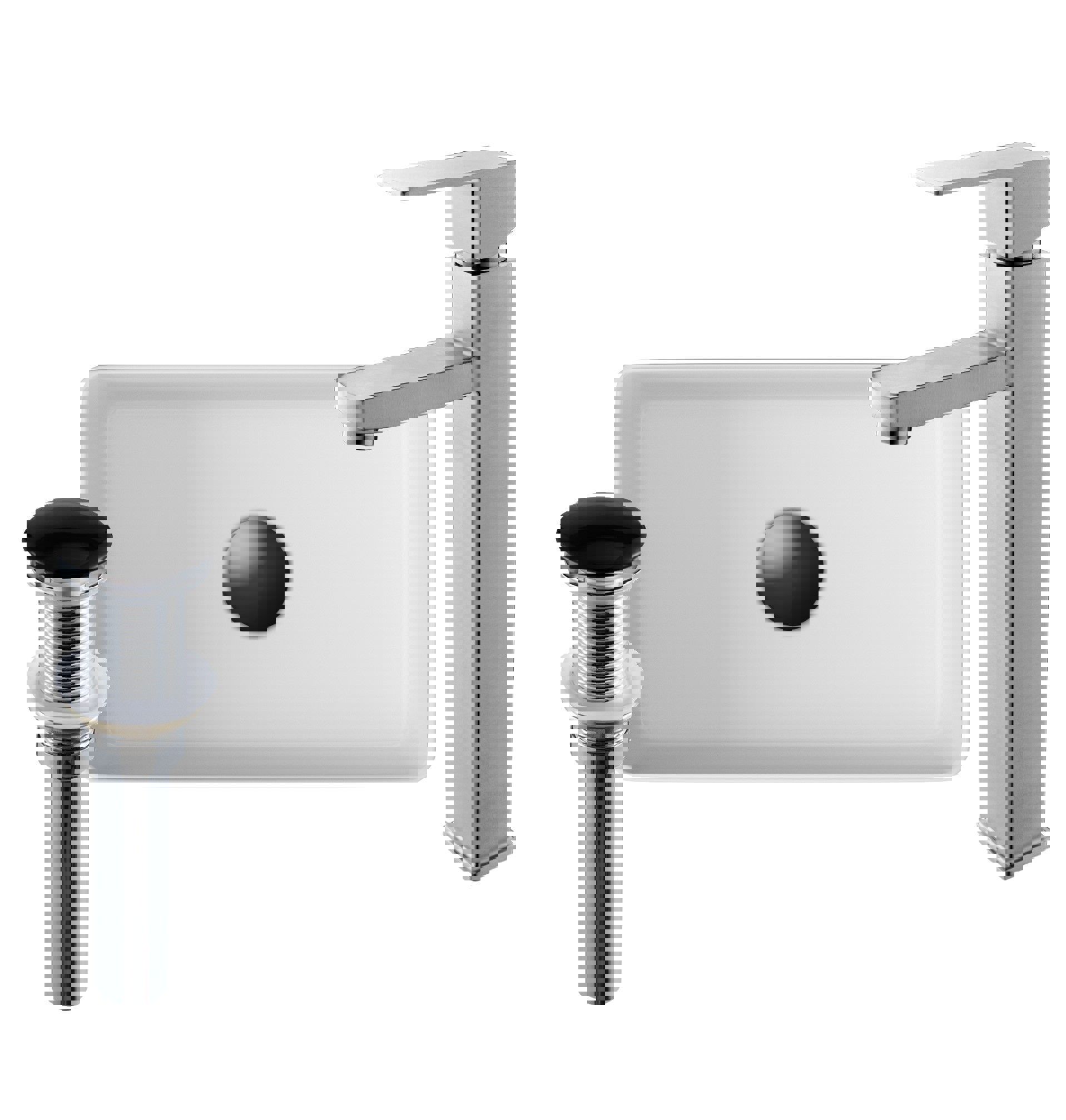 Изображение товара Накладная раковина BAU Hotel mini 38x24 с смесителем и выпуском клик-клак черный