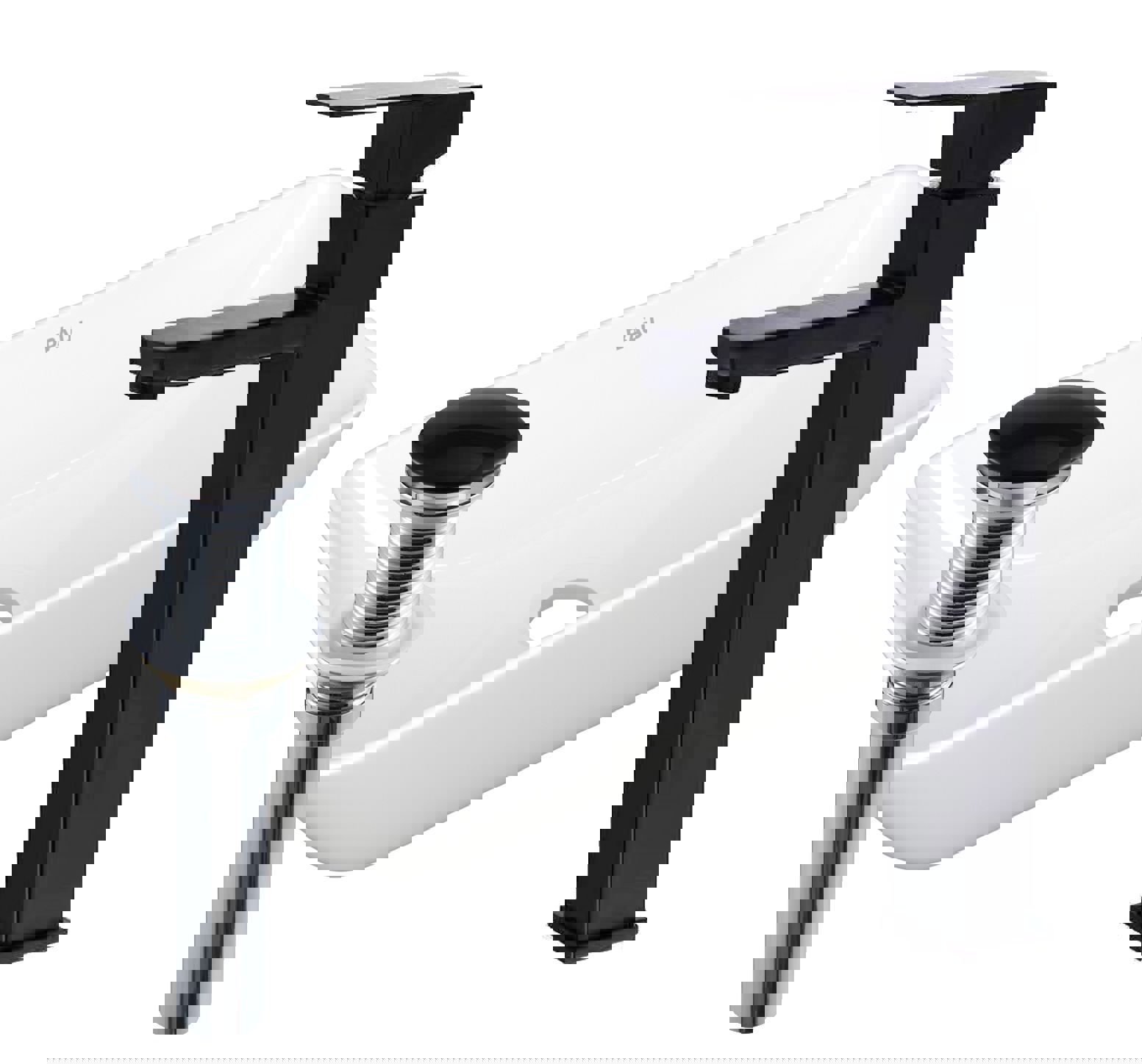 Изображение товара Комплект раковина накладная Spectrum mini смеситель и выпуск клик-клак черный