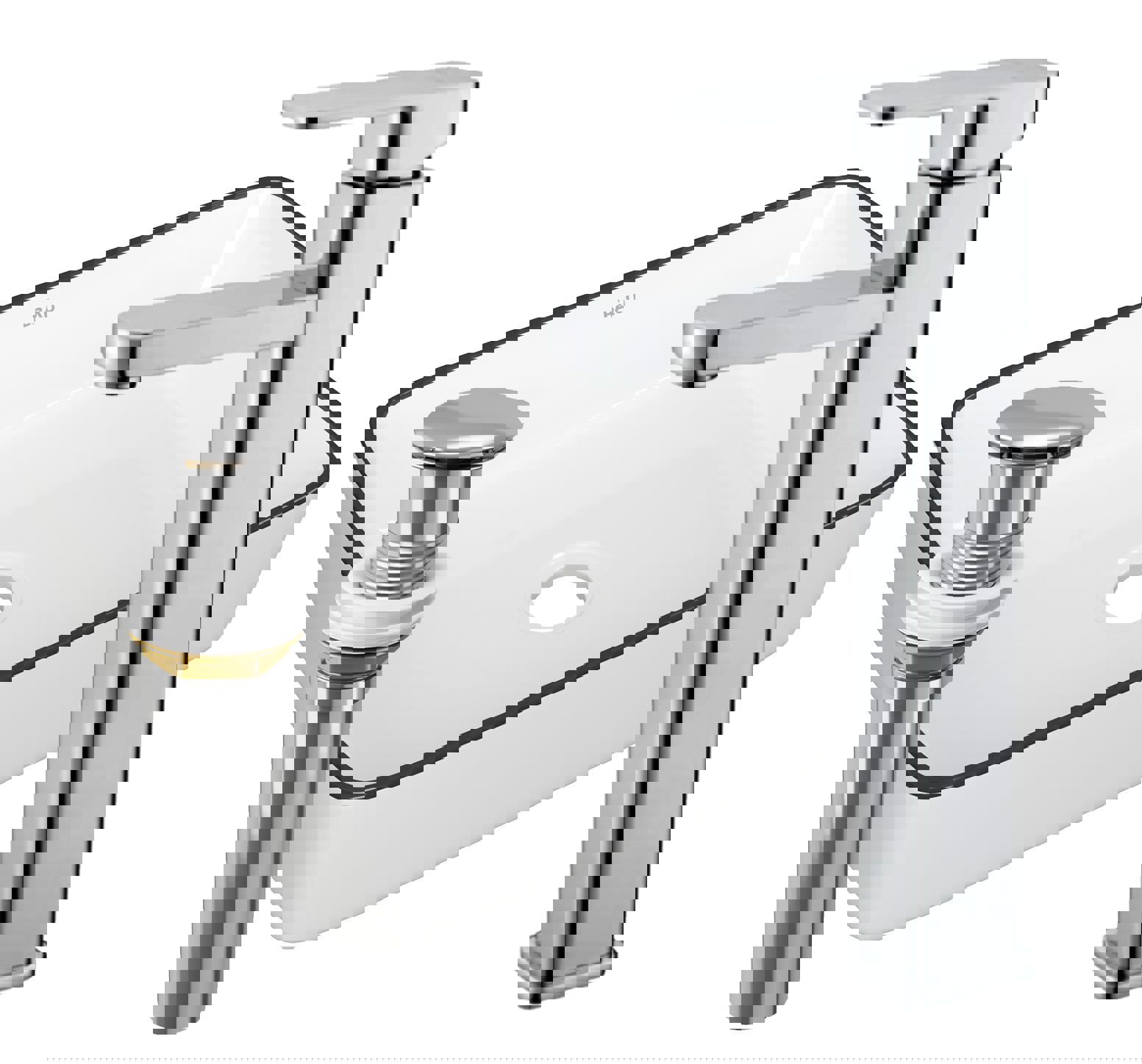 Изображение товара Раковина накладная BAU Hotel 48х37 со смесителем и выпуском клик-клак белая