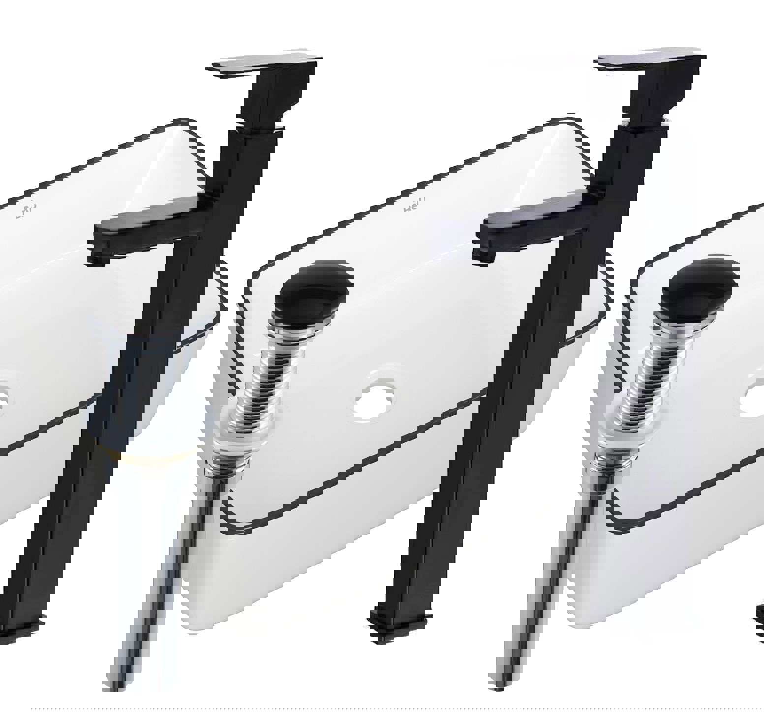 Изображение товара Накладная раковина BAU Hotel с смесителем и выпуском черный click clack белая