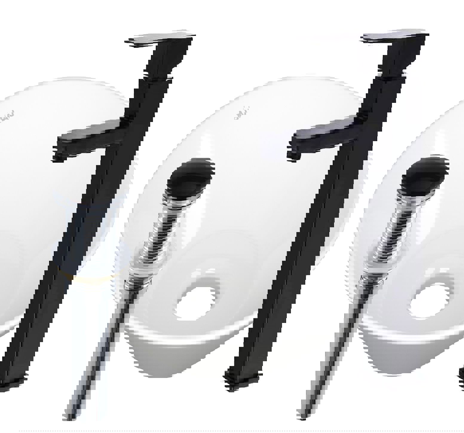 Изображение товара Накладная раковина BAUEDGE Dream D43 со смесителем и выпуском черный клик-клак