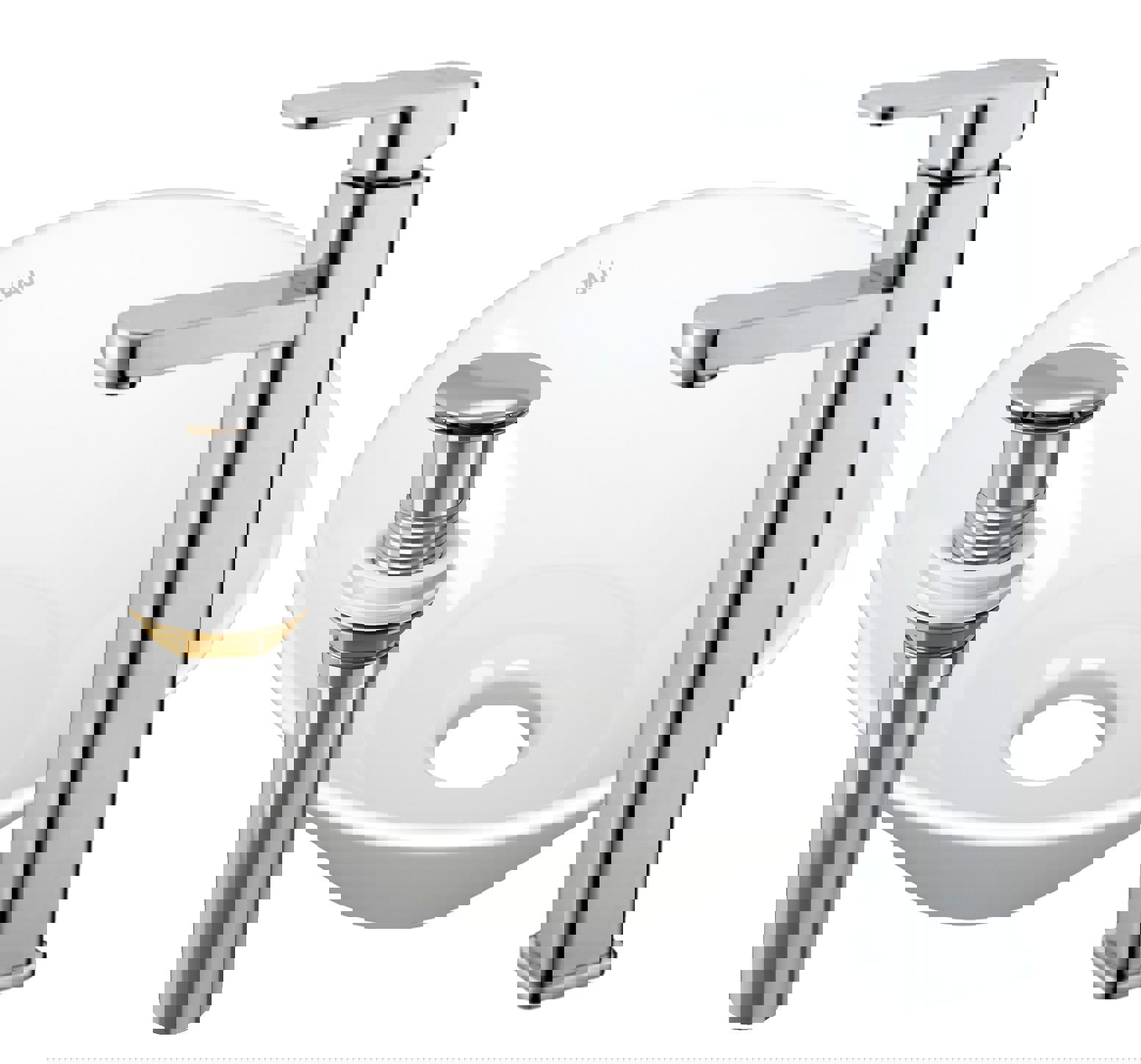 Изображение товара Комплект накладной раковины с смесителем BAUEDGE Dream D43 и сливом click clack