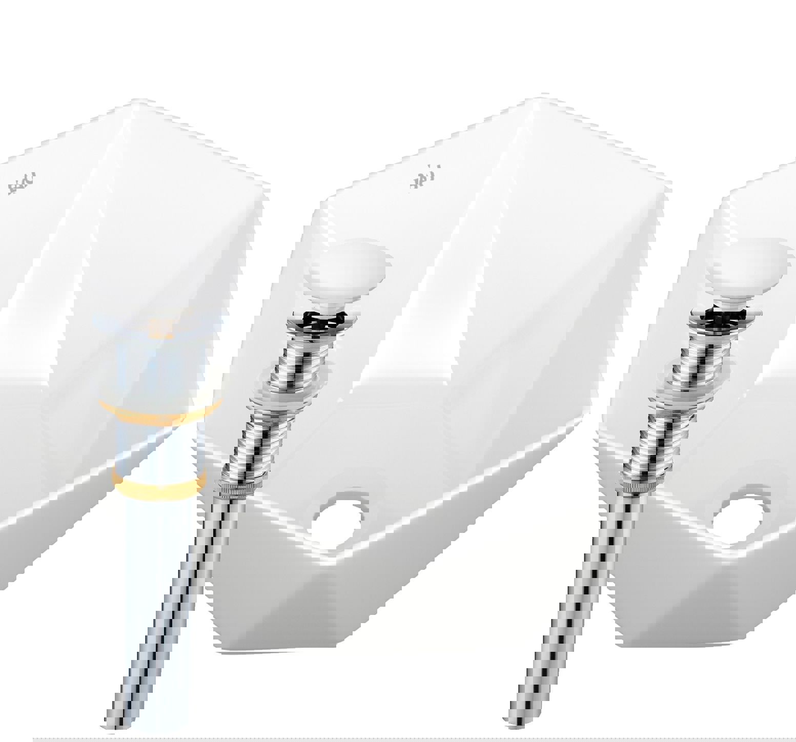 Изображение товара Раковина накладная BAUEDGE Crystal 40x40 белая с системой клик-клак