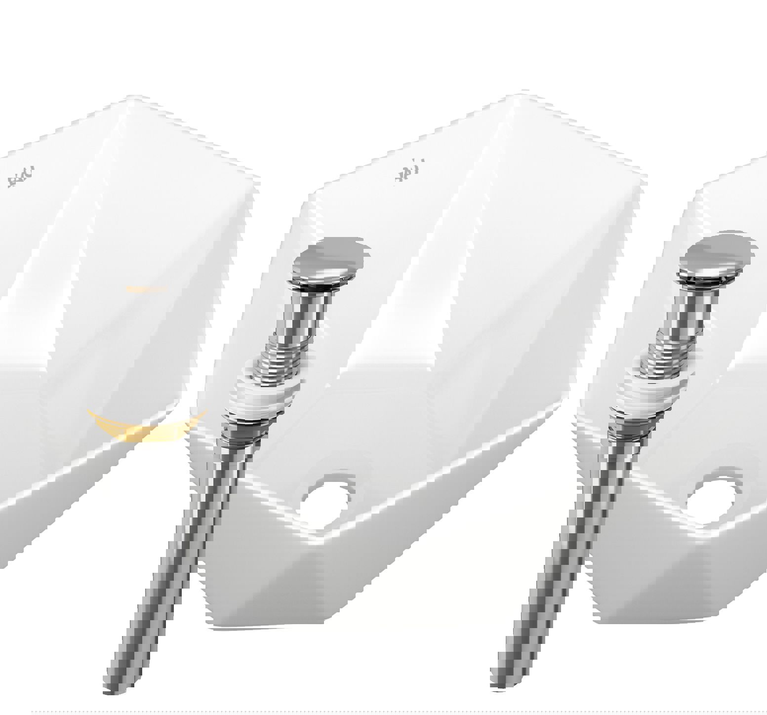 Изображение товара Раковина накладная BAUEDGE Crystal 40x40 белая с системой click clack