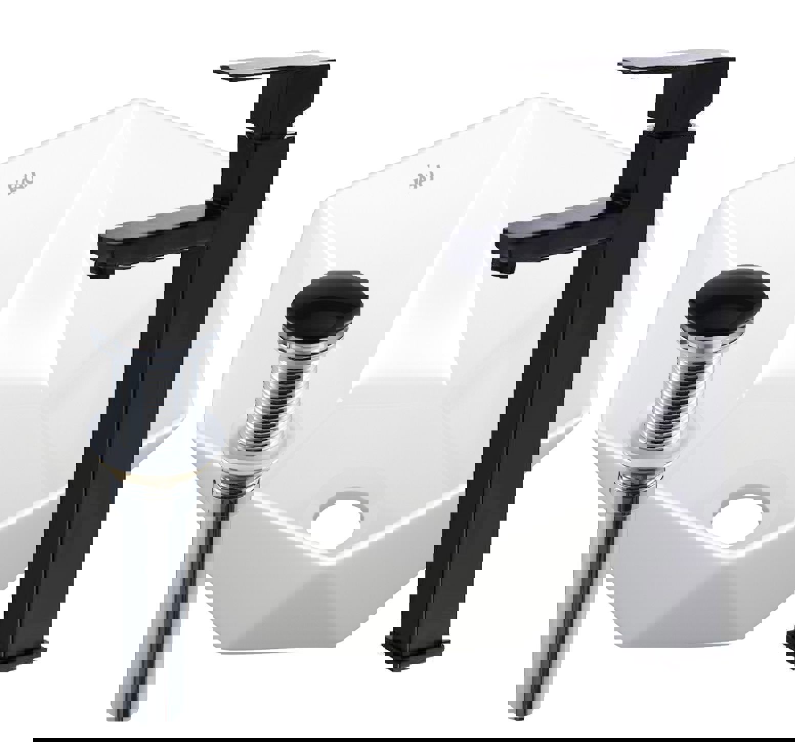 Изображение товара Накладная раковина BAU Crystal 40х40 с смесителем и сливом клик-клак белая