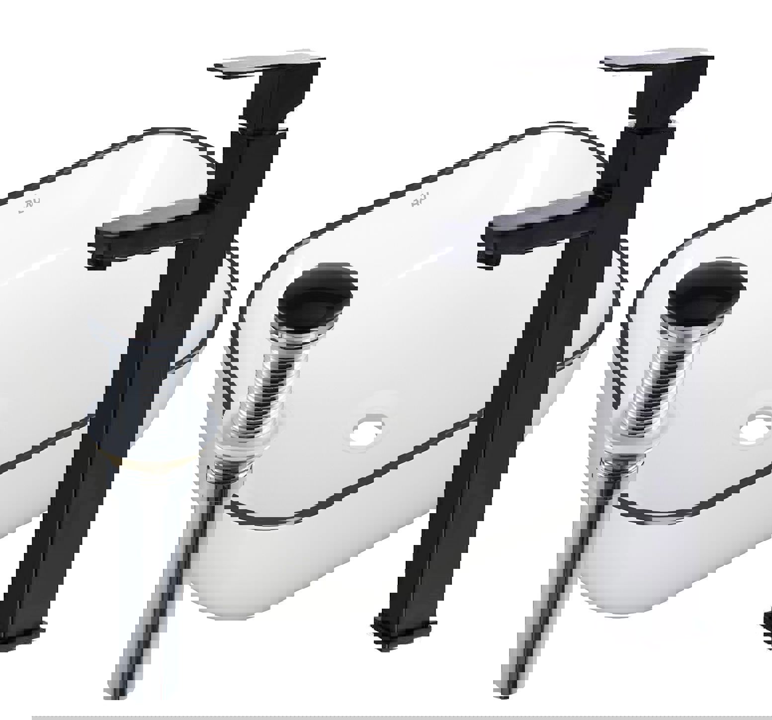 Изображение товара Раковина накладная BAU Stil 50x40 из санфарфора с смесителем и выпуском клик-клак черный