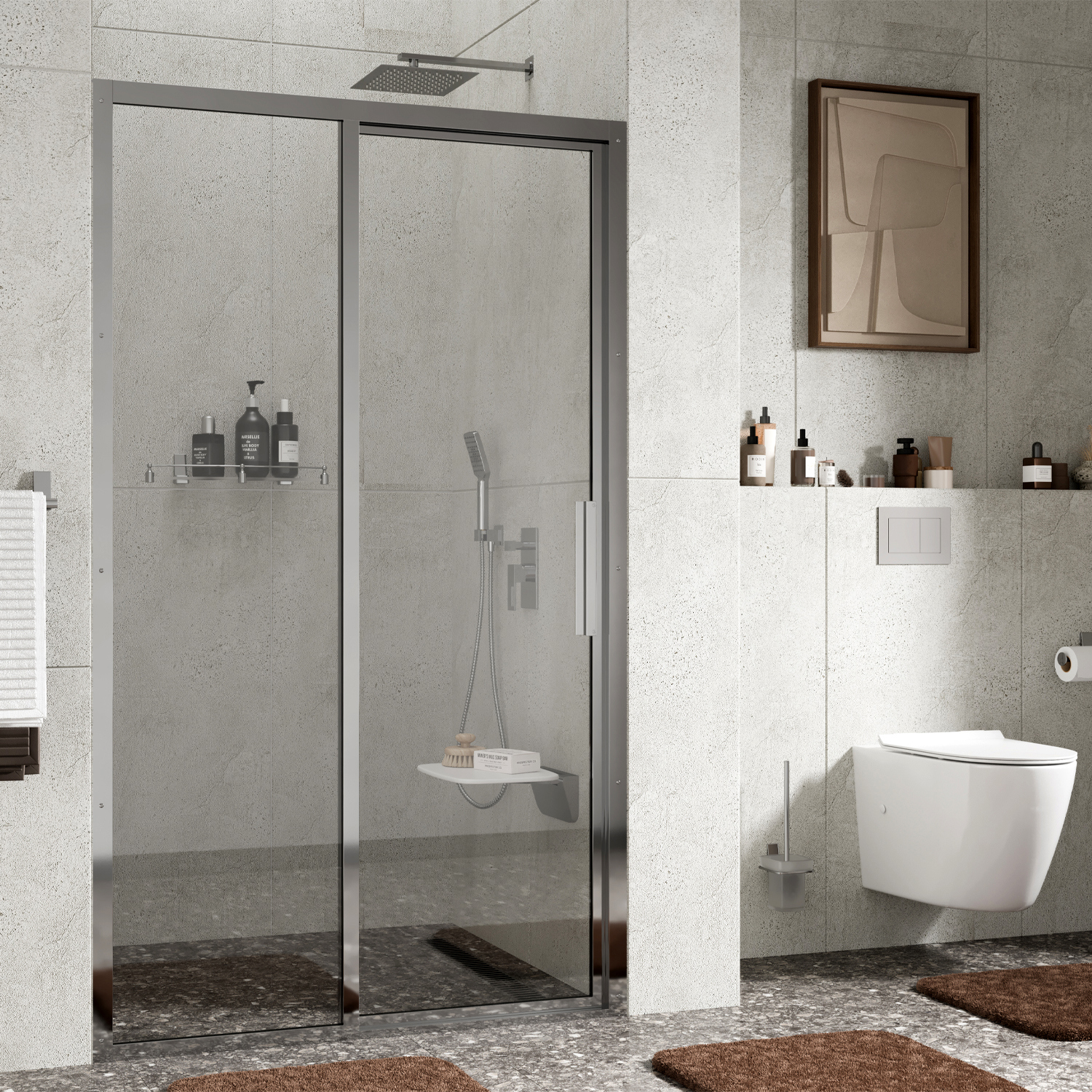 Изображение товара Душевая дверь Wasserkraft Lopau 32S05L 120см эффект стекла прозрачный раздвижной Изображение товара Душевая дверь Wasserkraft Lopau 32S05L 120см эффект стекла прозрачный раздвижной
