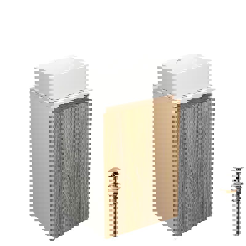 Изображение товара Комплект Тумба под раковину BAUEDGE Dream 40 см и раковина Hotel mini BD1594 белый