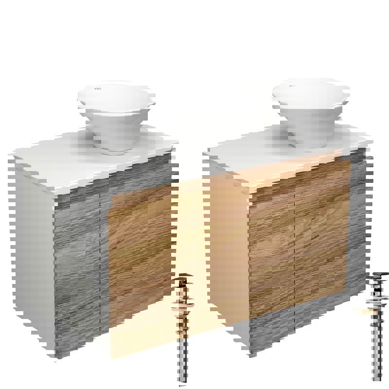 Изображение товара Комплект тумба под раковину BAUEDGE Dream 80 см подвесная и раковиной BD1783 цвет бежевый белый