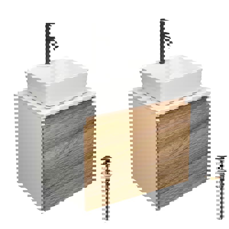 Изображение товара BAUEDGE Dream 60 тумба подвесная с накладной раковиной Dream Blackwood 60 белый бежевый