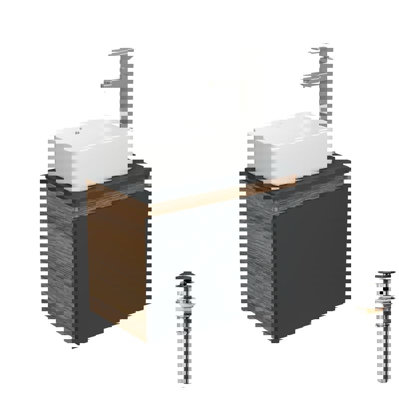 Изображение товара Комплект тумба под раковину BAUEDGE 50 см с раковиной Hotel mini и смесителем BD1972