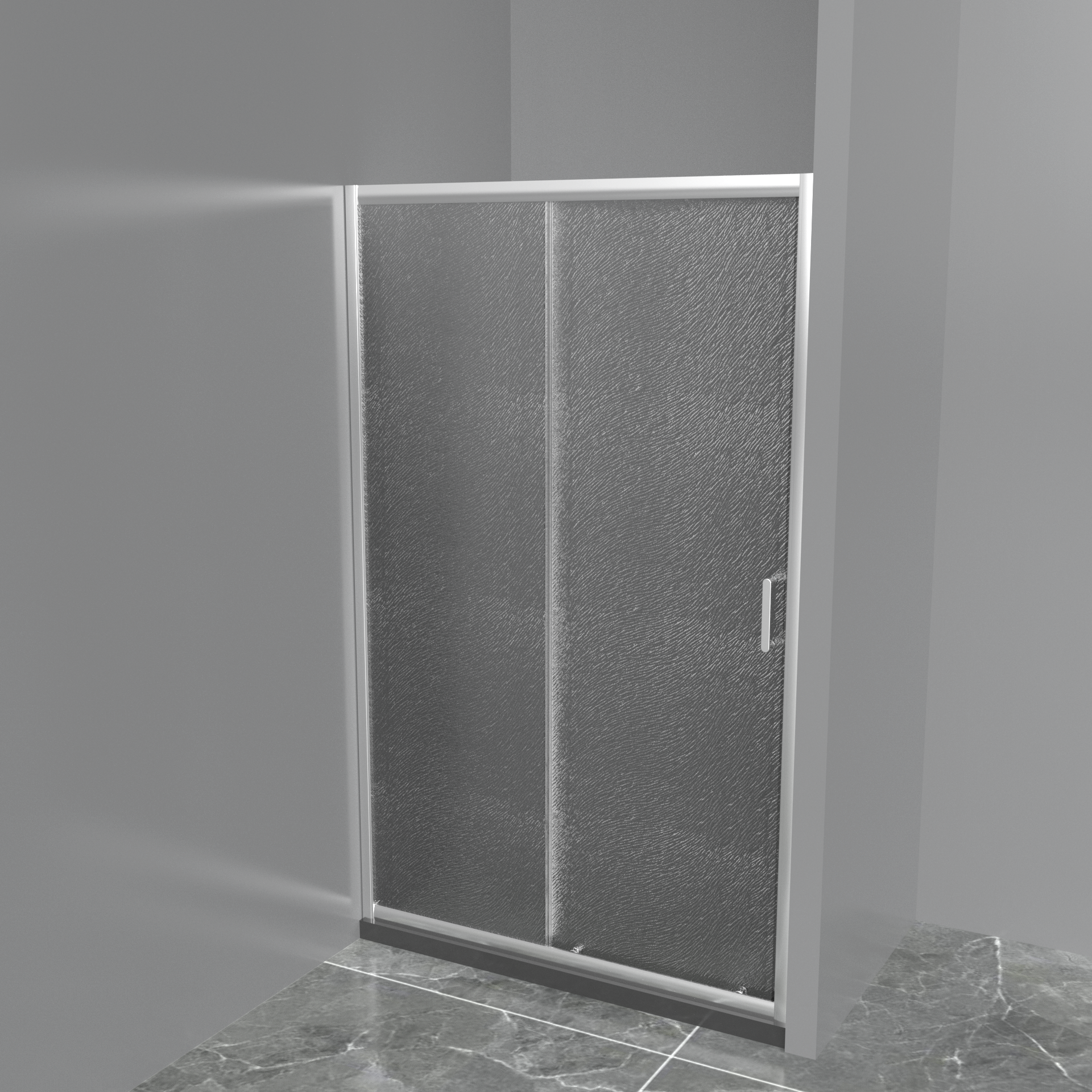 Изображение товара Душевая дверь Belbagno UNO-195-BF-1-140-CH-CR 140см эффект стекла рифленый раздвижной