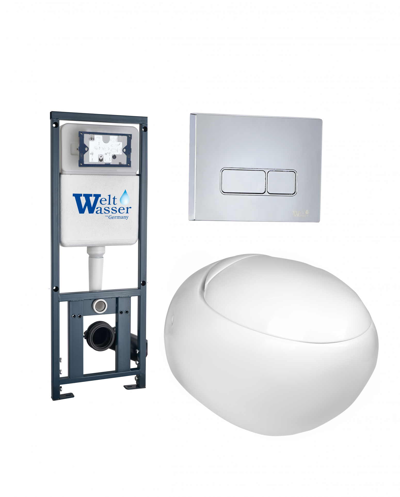 Изображение товара Комплект инсталляция WeltWasser Jeckenbach 004 GL-WT и кнопка SE, белый