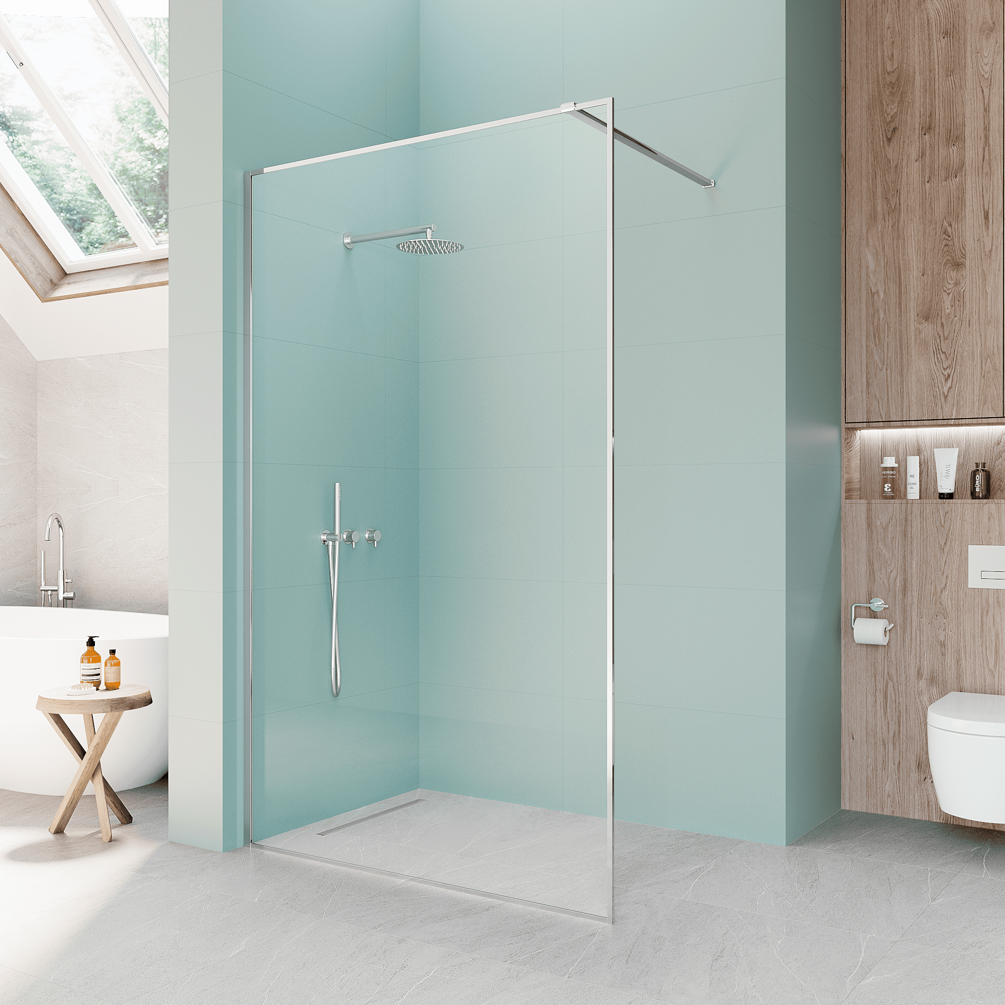 Изображение товара Душевая перегородка Март Walk in100 см в хром профиле