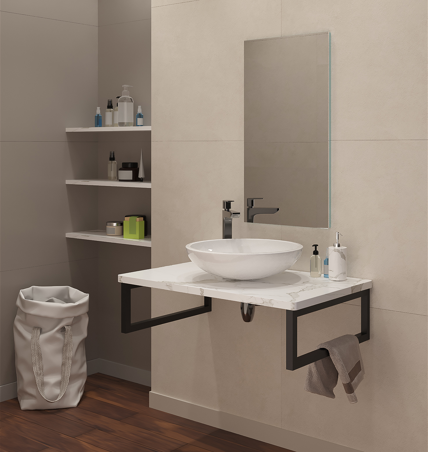 Изображение товара Столешница в ванную Leman 6.ST900.MRB.11.6 90x50см МДФ белая