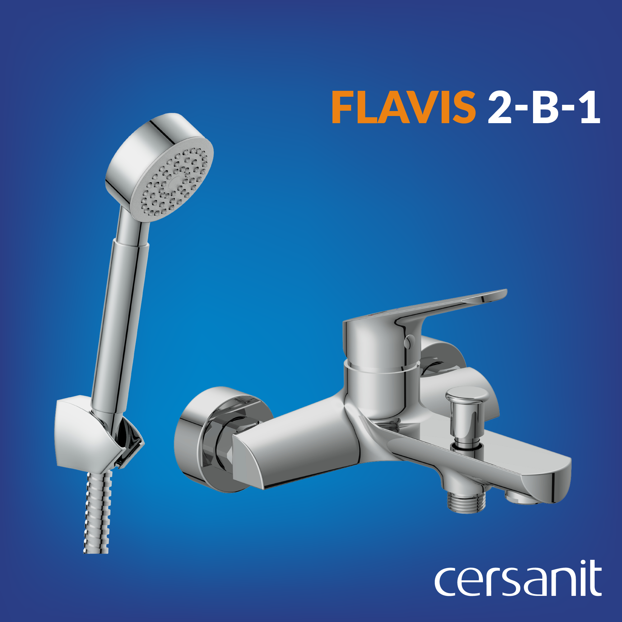 Изображение товара Комплект смесителей Cersanit Flavis 64509 и душевой гарнитур Cari для ванной