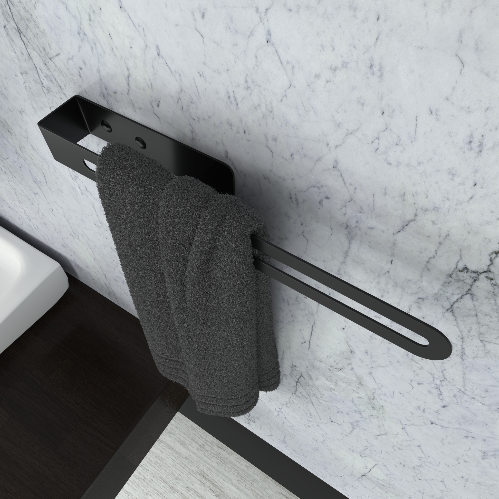 Изображение товара Полотенцедержатель металлический настенный черный Мастерская Уюта Зонт Round