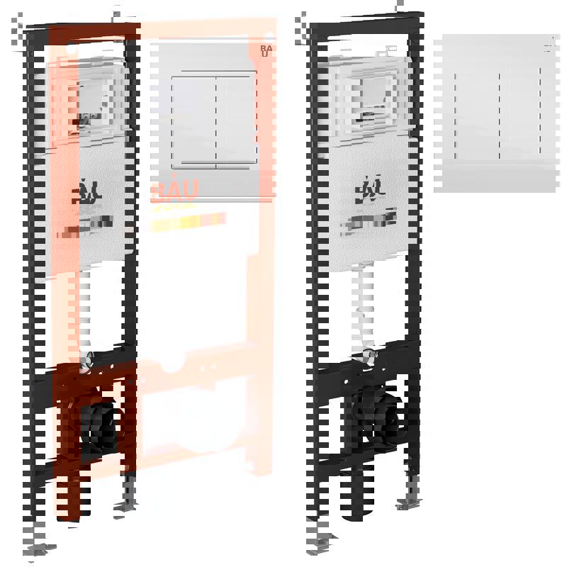 Изображение товара Инсталляция для унитаза Bauedge BAU PRO Q111300-q00001 с кнопкой белый глянец
