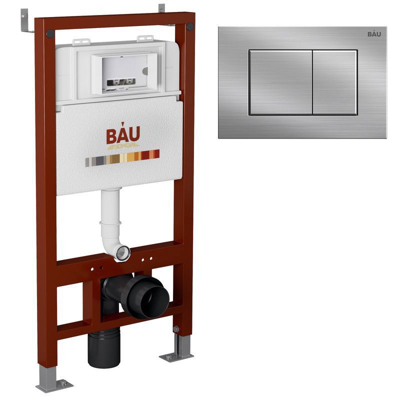 Изображение товара Инсталляция для унитаза Bauedge BAU PRO металлическая рама с двойным смывом 10 лет гарантии