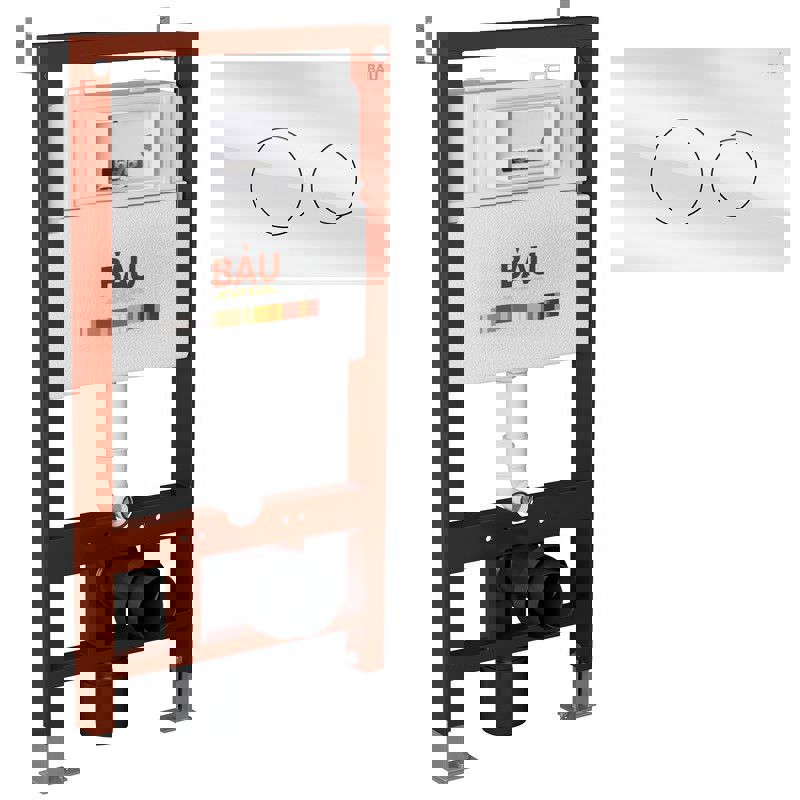 Изображение товара Инсталляция для унитаза Bauedge Q111300-q00010 металлическая с кнопкой стекло Россия