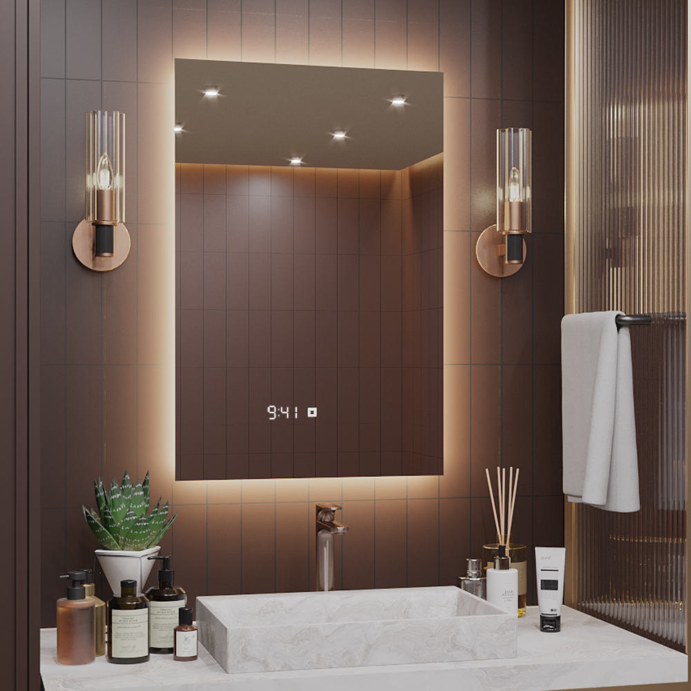 Изображение товара Зеркало в ванную с подсветкой и часами Alias Квартал 90x120 см