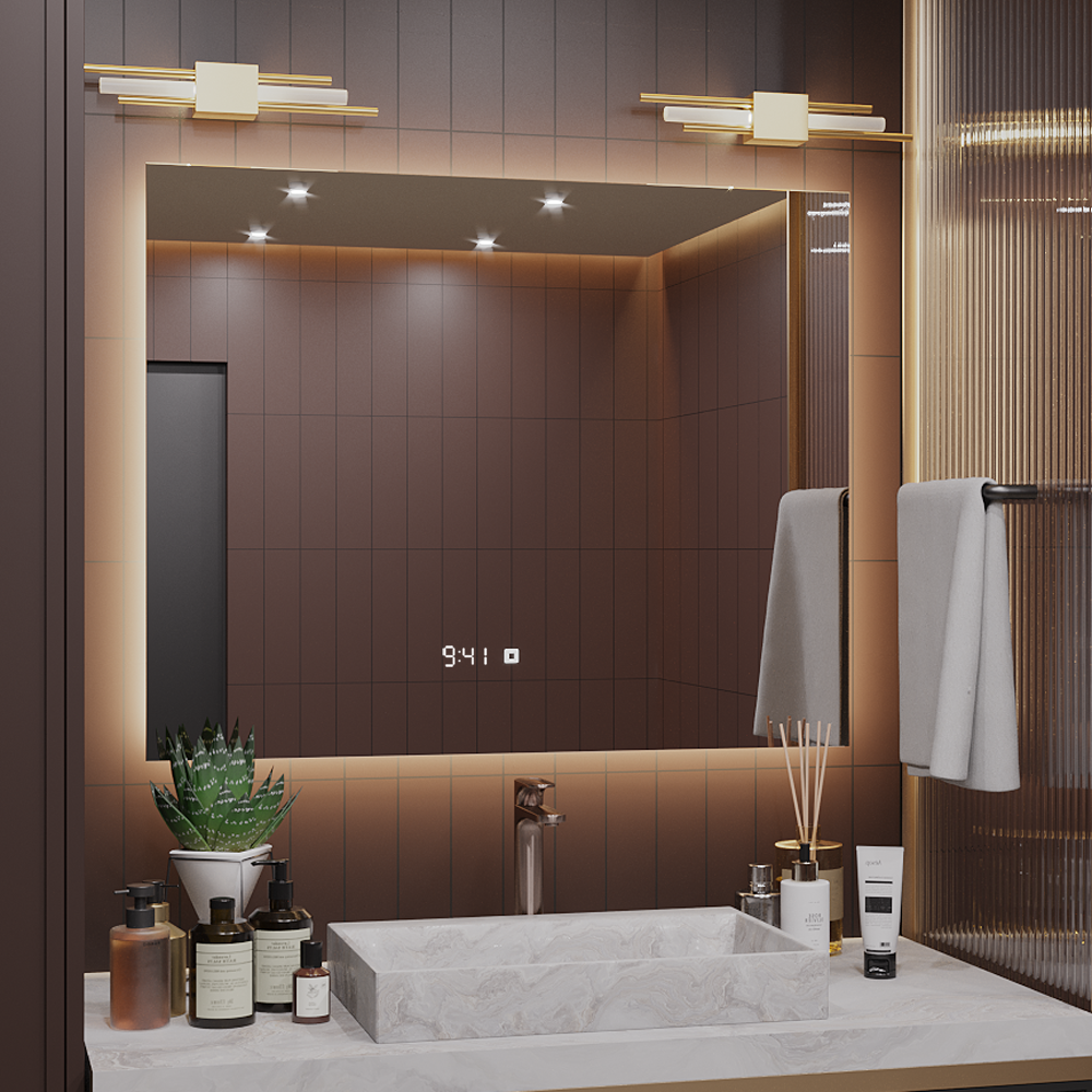 Изображение товара Зеркало для ванной Alias Квартал с подсветкой 70x70см и часами