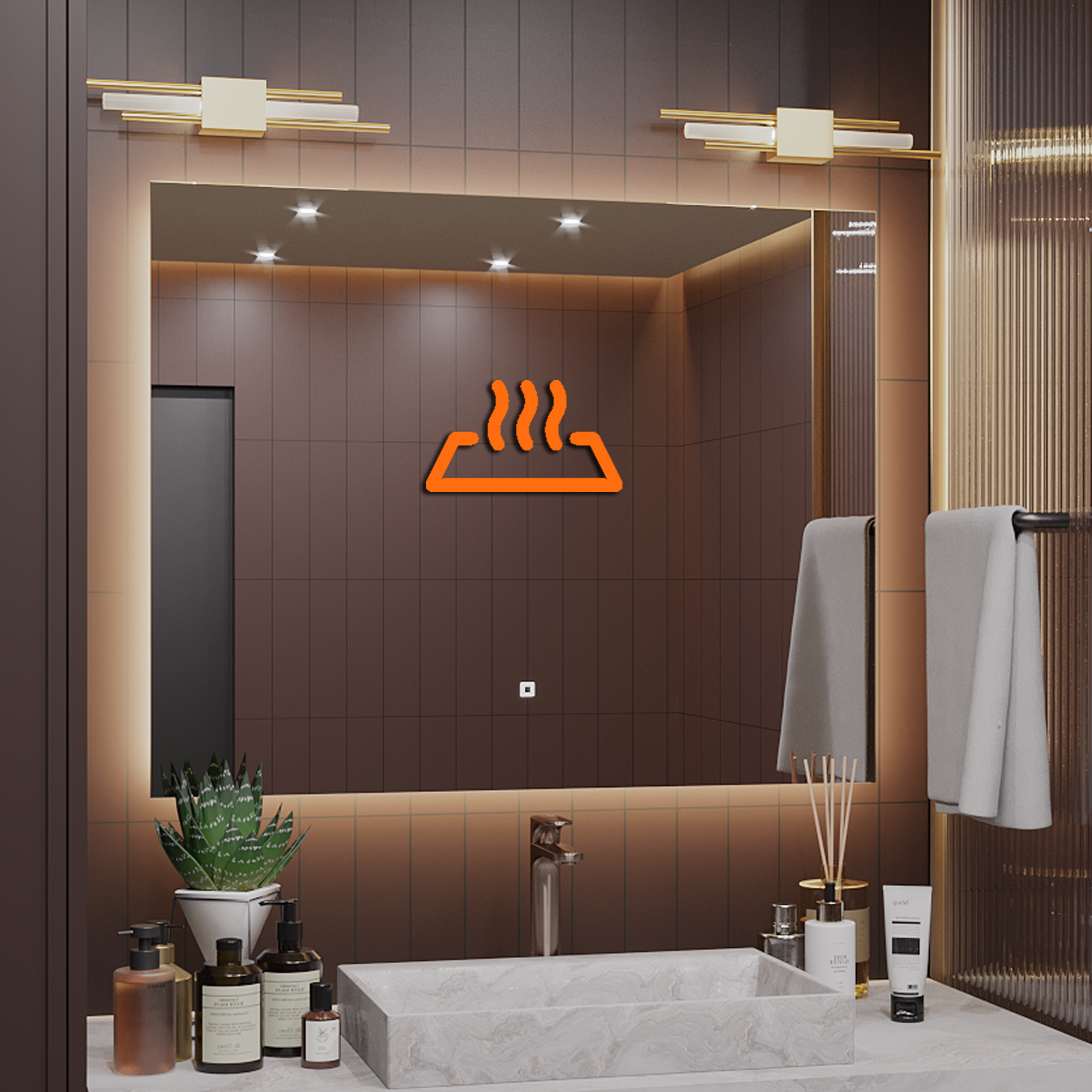 Изображение товара Зеркало для ванной Alias Квартал подогрев q7090301 с подсветкой 90x70см