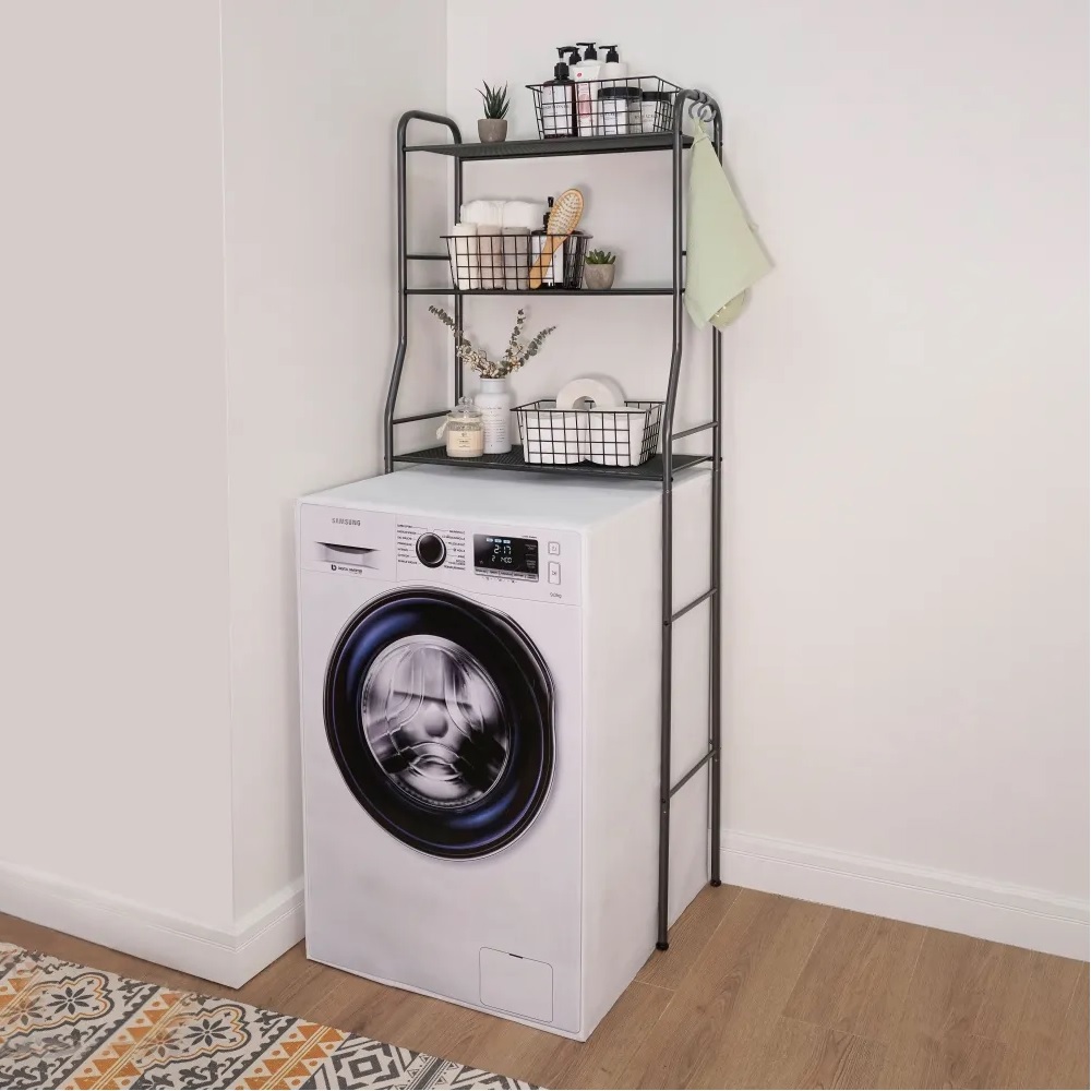 Изображение товара Стеллаж в ванную под стиральную машину Атлантик СТА23Гр 65.5x30x167см графит