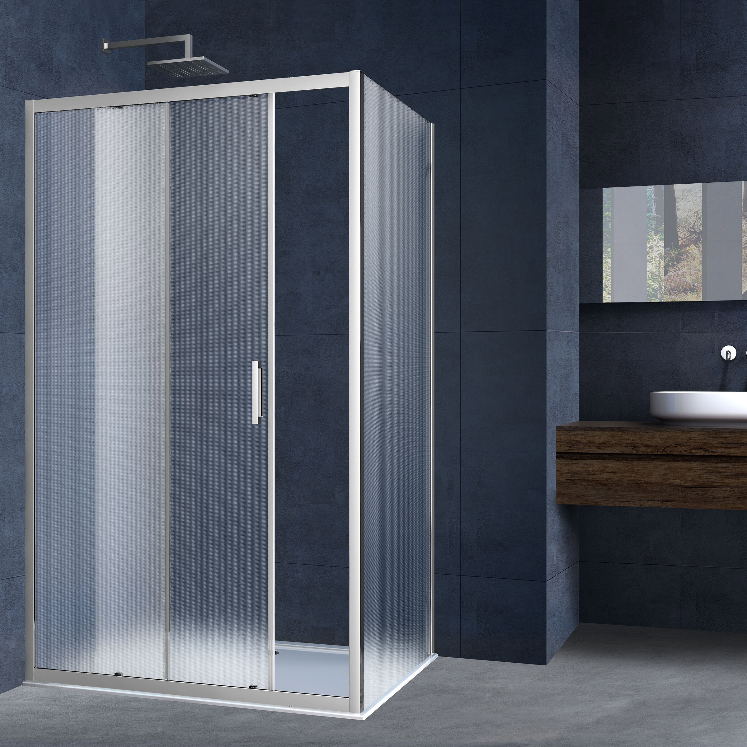 Изображение товара Душевой уголок Vincea Alpha VSR-3AL9015MT прямоугольный 150x90 см хром стекло текстурное