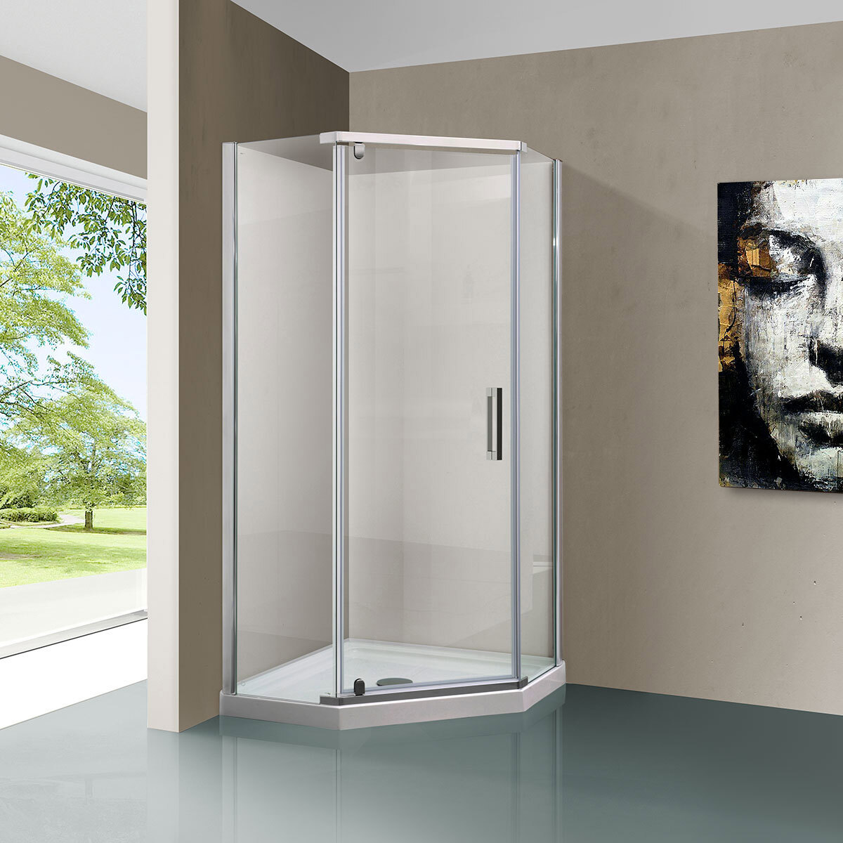 Изображение товара Душевой уголок Vincea Stresa VSP-1S100CL 100x100 см хромированный профиль и прозрачное стекло