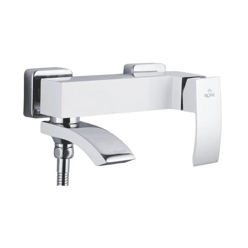 Изображение товара Смеситель ROSE R1552F однорычажный с душевой лейкой, белый/хром