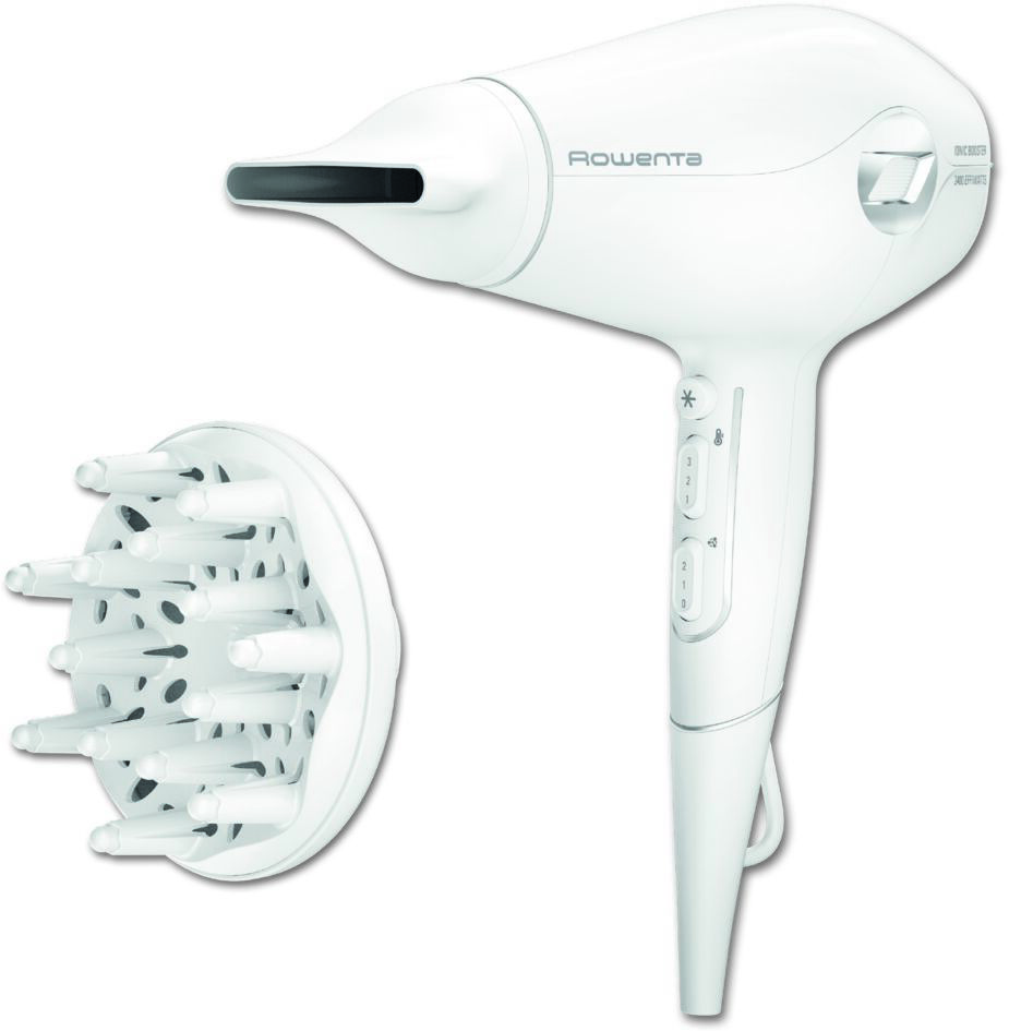 Изображение товара Фен для волос Rowenta Volumizer CV6130F0 белый мощностью 1800 Вт с ионами и объемом