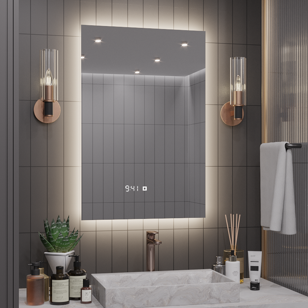 Изображение товара Зеркало для ванной Alias Квартал часы q1109025 с подсветкой 90x110см