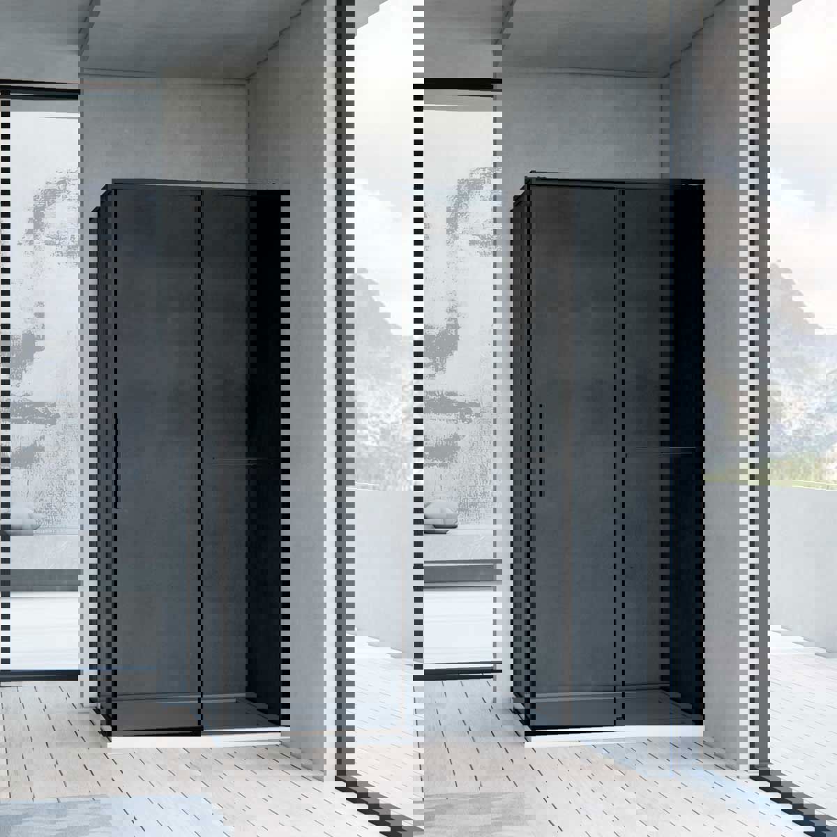 Изображение товара Душевой уголок Vincea Slim Soft 90x120 см раздвижной черный с антикаплями