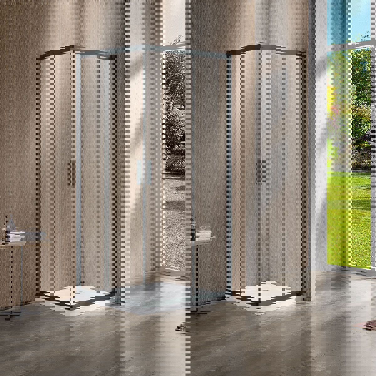 Изображение товара Душевой уголок Vincea Гарда VSS-1G9012CLGM прямоугольник 90x120см серый профиль эффект стекла прозрачный